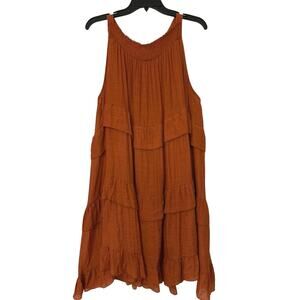 Chic Sleeveless Tiered Rust Dress